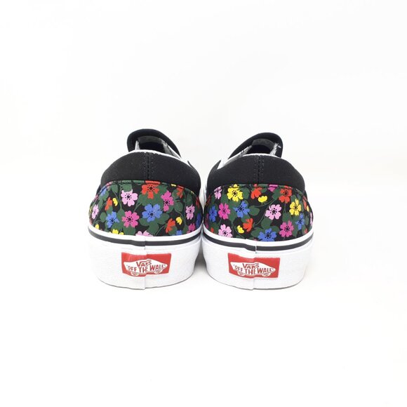 Vans Classic Slip On Floral Black White Shoe Sneaker Womens Size Skate Authentic - Picture 6 of 11